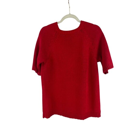 Lauren Ralph Lauren Red Chunky Knit Short Sleeve Sweater XL Valentine's Day - Picture 2 of 6
